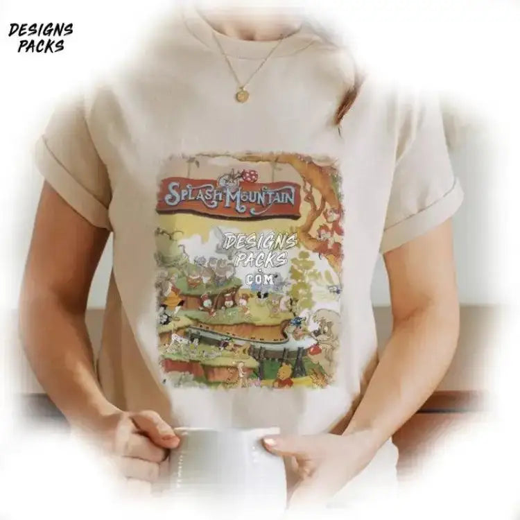Cartoon Splash Mountain Family Vacation Png Design