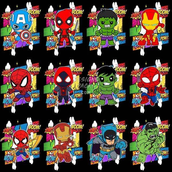 35 Cartoon Super Heroes Movie kids Designs Bundle PNG