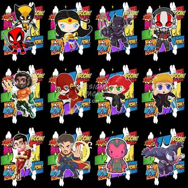 35 Cartoon Super Heroes Movie kids Designs Bundle PNG