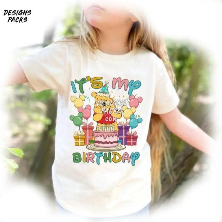 Cartoon Winnie The Pooh Party It’s My Birthday Png Design