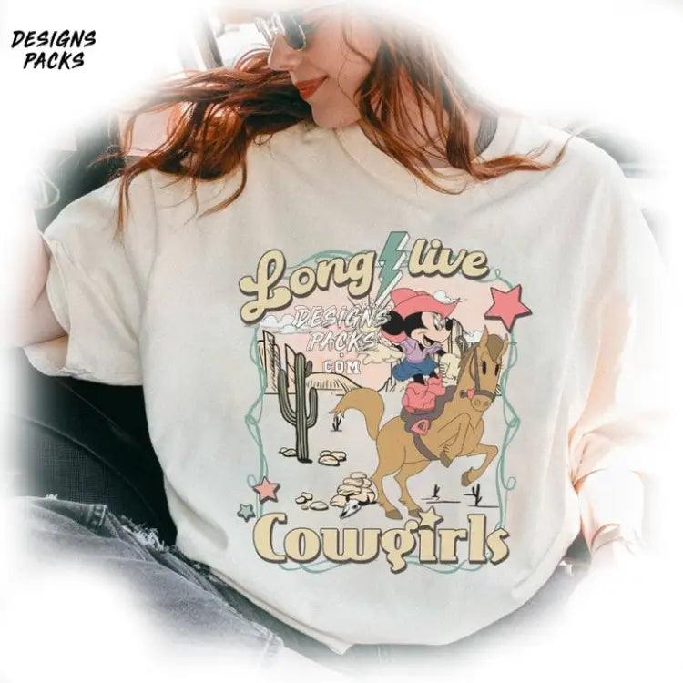 Cartoon World Long Live Cowgirls Land Minnie Mouse Western Png Design