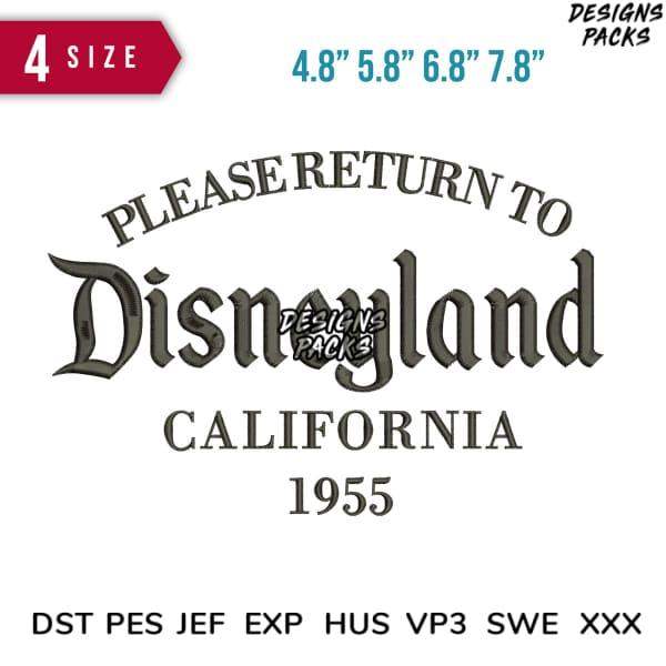 Disneyland California 1955 vintage design for embroidery and DTG, available in multiple sizes and formats