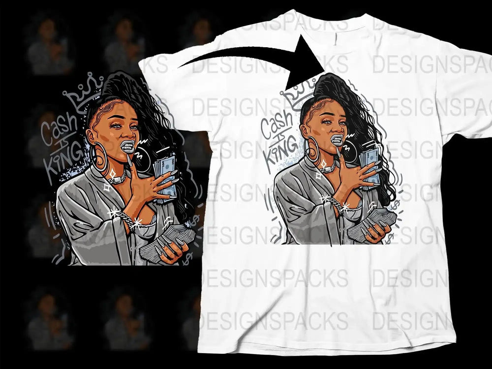 Cash Is King Graphic Art Crown Illustration Png Digital Download