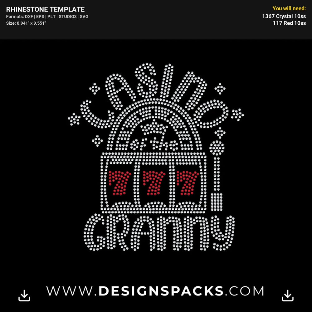 Casino Granny Rhinestone1 Rhinestone Digital Template