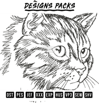 Cat Head Embroidery Design 