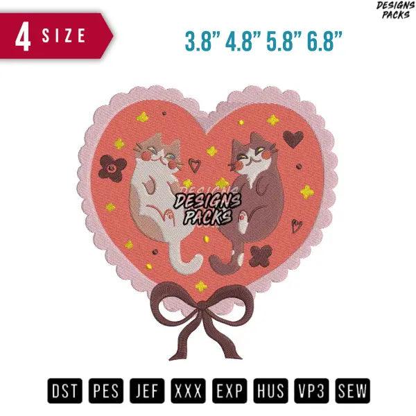 Cat Love Tape Embroidery Design