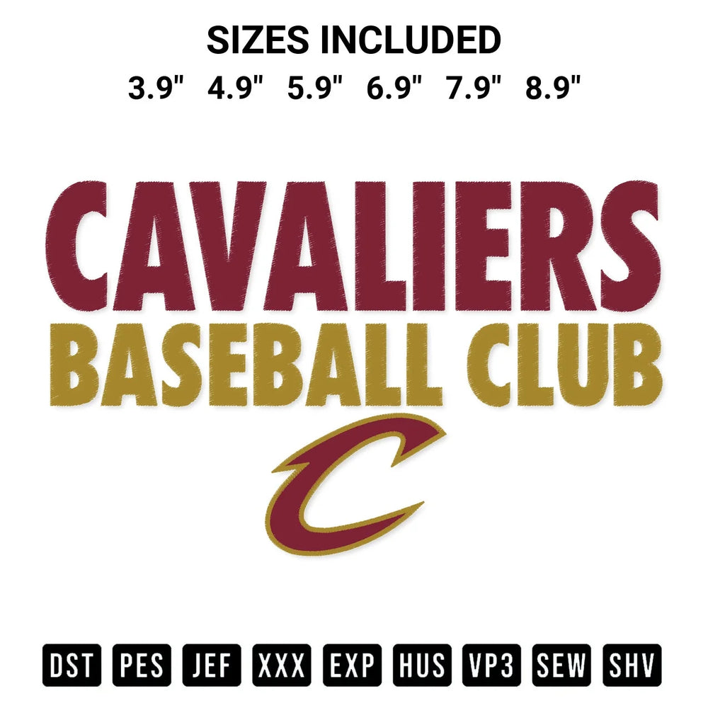 Cavaliers Baseball Club Embroidery Design