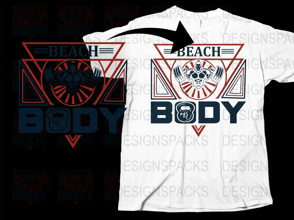 Beach Body Fitness T-Shirt, Vintage Retro Graphic Tee, Summer Workout Apparel, Men's and Women's Sizes Available
