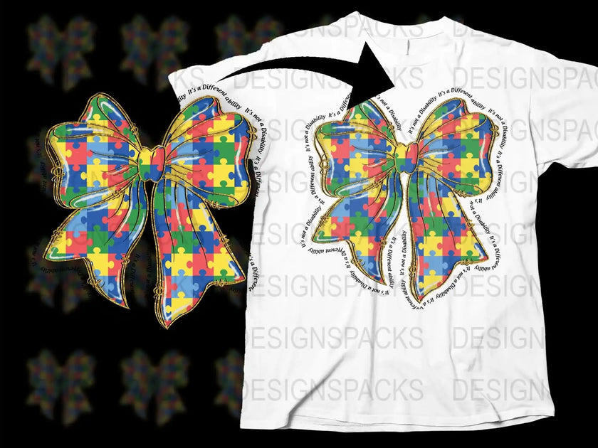 Autism Awareness Ribbon 'It's not a Disability' Png Digital Download