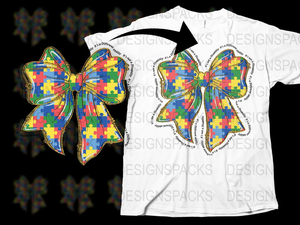 Colorful Autism Awareness Puzzle Piece Ribbon Graphic T-Shirt, Unisex Casual Wear