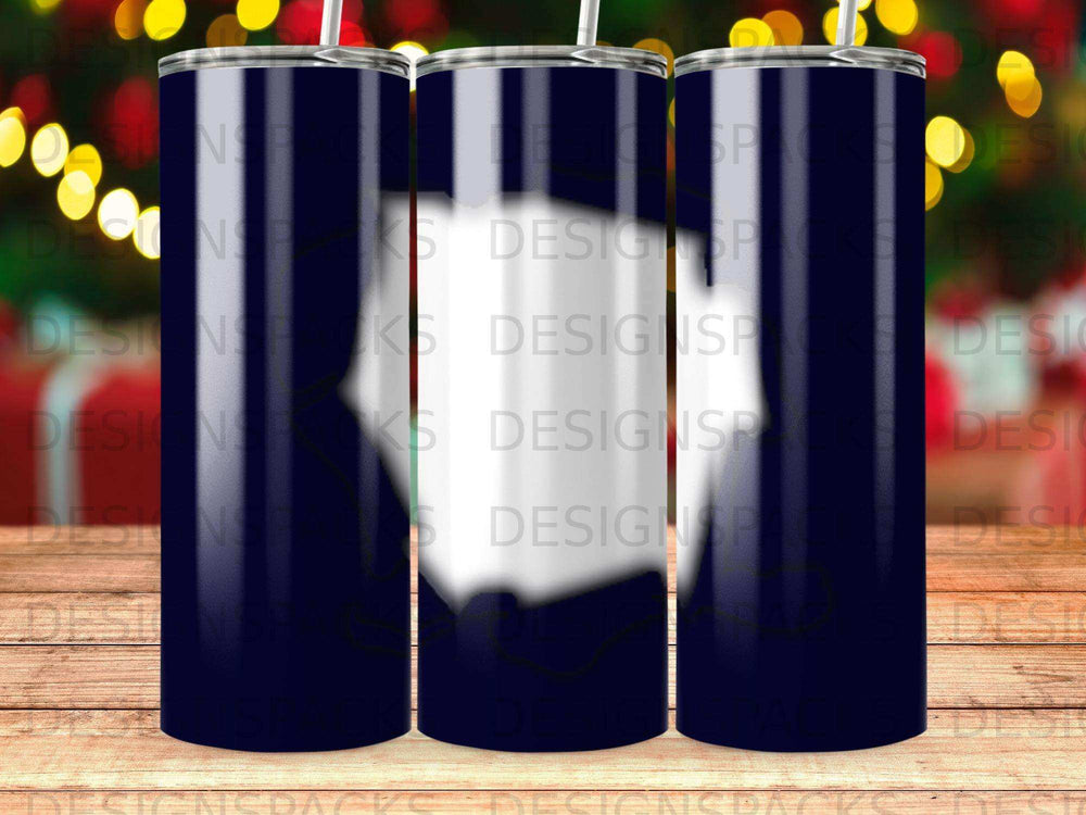 Three navy blue tumblers with a white outline of a dog, partially obscured by watermarks.