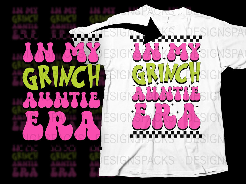 Grinch Auntie Era T-Shirt, Funny Christmas Family Tee, Holiday Gift Idea