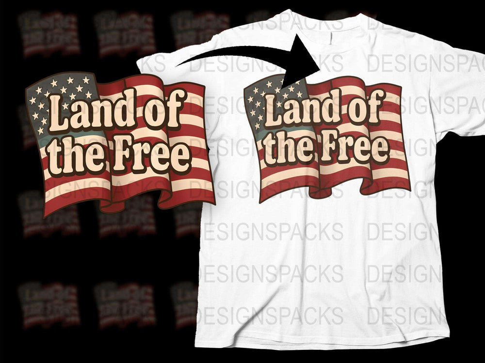 Patriotic T-Shirt Land of the Free American Flag Design, 4th of July Independence Day Tee