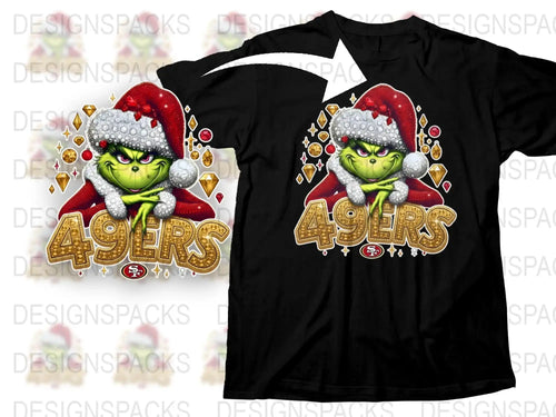 Grinch 49ers Fan Christmas T-Shirt, Festive Holiday Sports Tee, Unisex Football Shirt Gift Idea