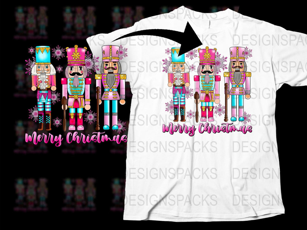 Nutcracker Christmas T-Shirt, Festive Holiday Graphic Tee, Pink Soldier Design, Merry Christmas Casual Wear for All Ages