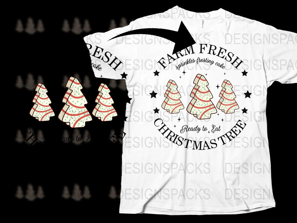 Festive Fresh Christmas Tree T-Shirt, Holiday Apparel, Graphic Tee with Cute Santa Hats, Ready to Eat Design, Casual Wear