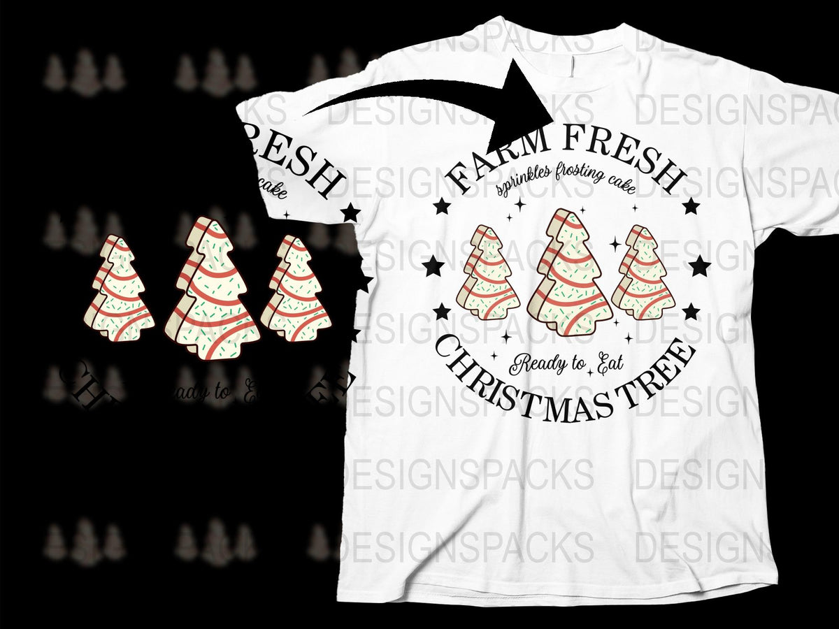Festive Fresh Christmas Tree T-Shirt, Holiday Apparel, Graphic Tee with Cute Santa Hats, Ready to Eat Design, Casual Wear