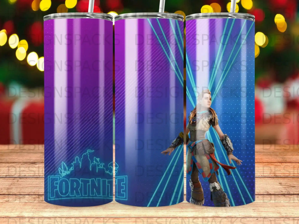 Fortnite Aloy Purple Blue Abstract Lines Tumbler product type