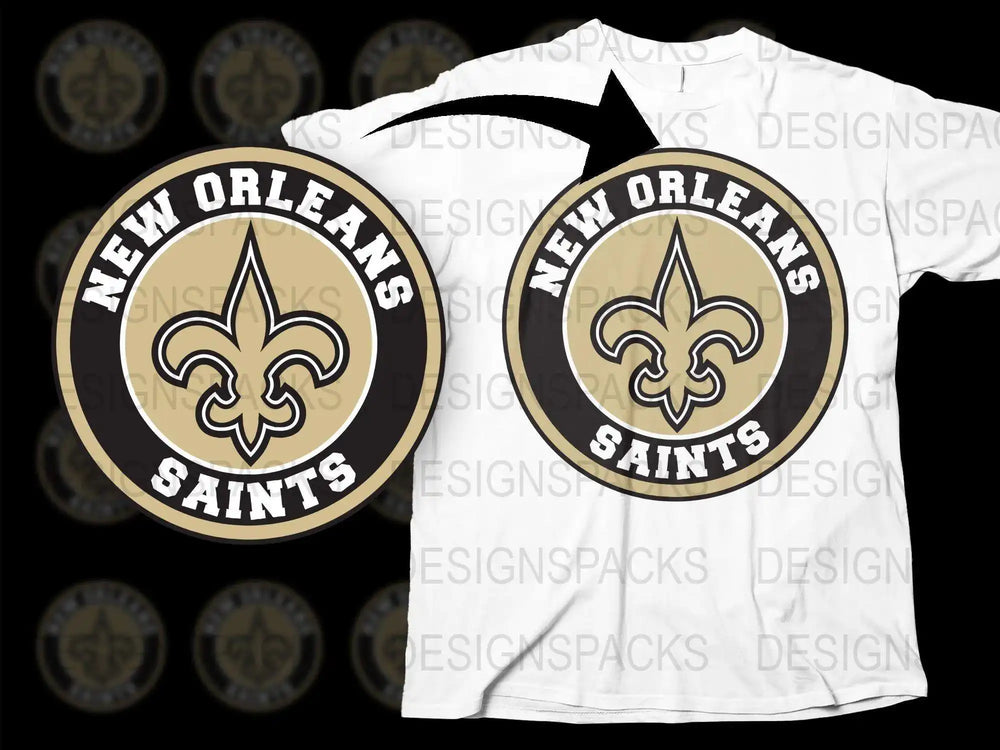 New Orleans Saints Inspired T-Shirt, Black and Gold Logo, Sports Fan Apparel, Casual Wear