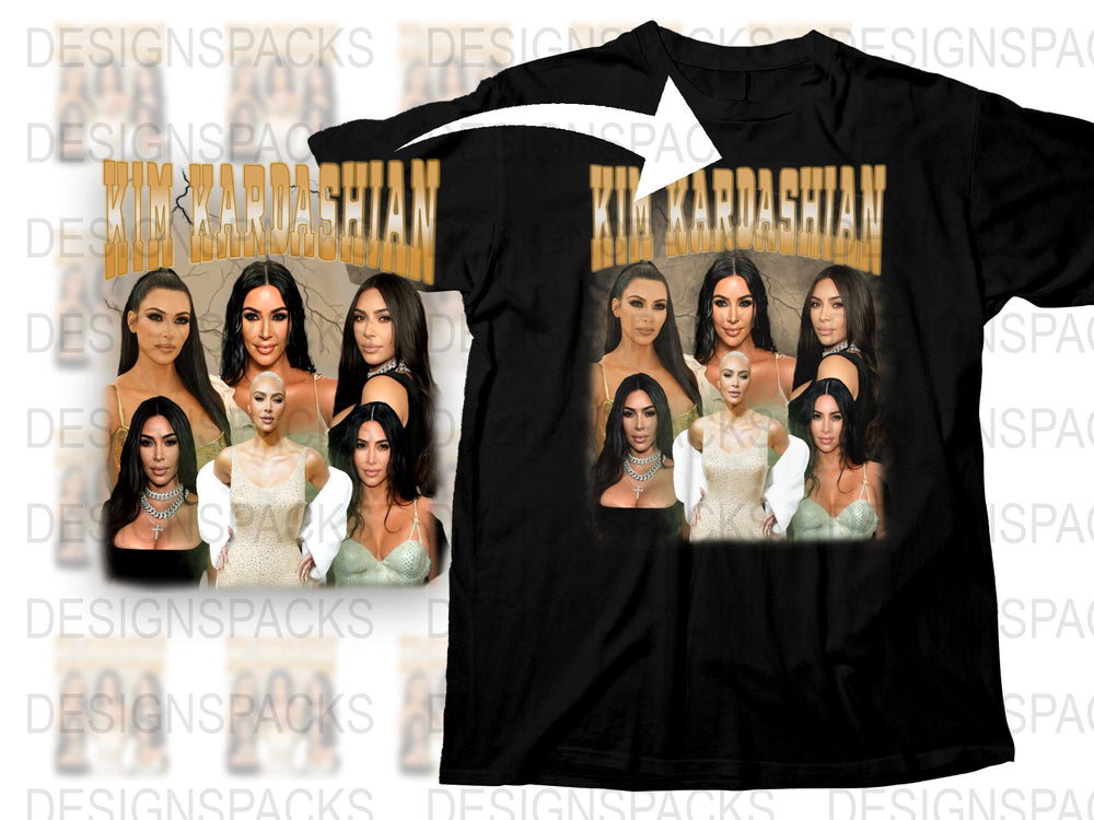 Kim Kardashian Photo Collage T-Shirt, Celebrity Fan Apparel, Multiple Poses, Fashion Tee