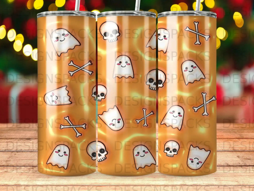 Cute Spooky Halloween Ghosts Skulls Bones Orange Fun product type