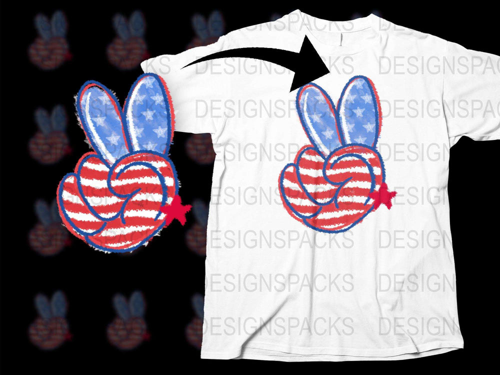 Patriotic Peace Sign T-Shirt, American Flag Print, Unisex 4th of July Tee, Graphic Summer Apparel