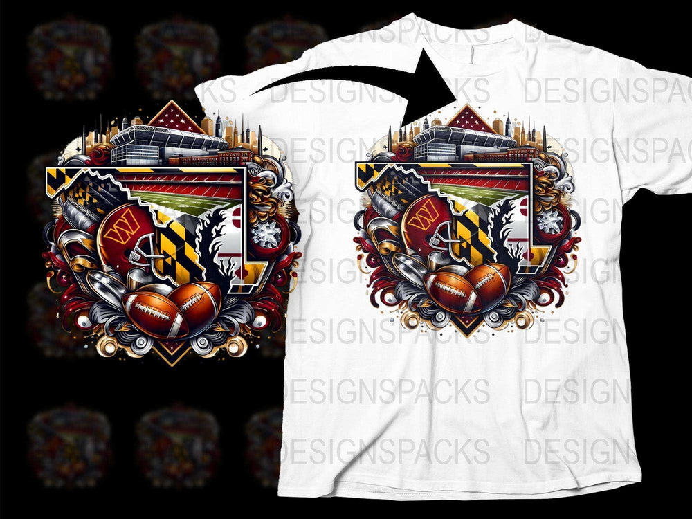 Men's Graphic Tee with Urban Tattoo Design, Cityscape and Football Elements, Stylish Casual Wear