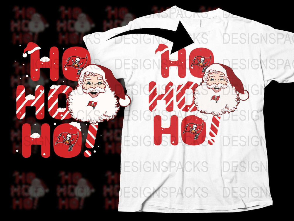 Funny Santa Claus T-Shirt, Ho Ho Ho Christmas Tee, Festive Holiday Shirt for Adults, White Cotton