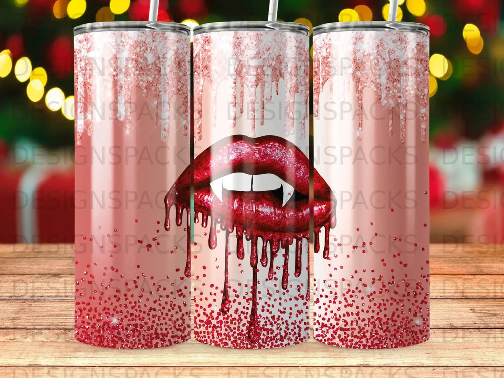 Red Glitter Drip Vampire Lips Sparkle Tumbler product type