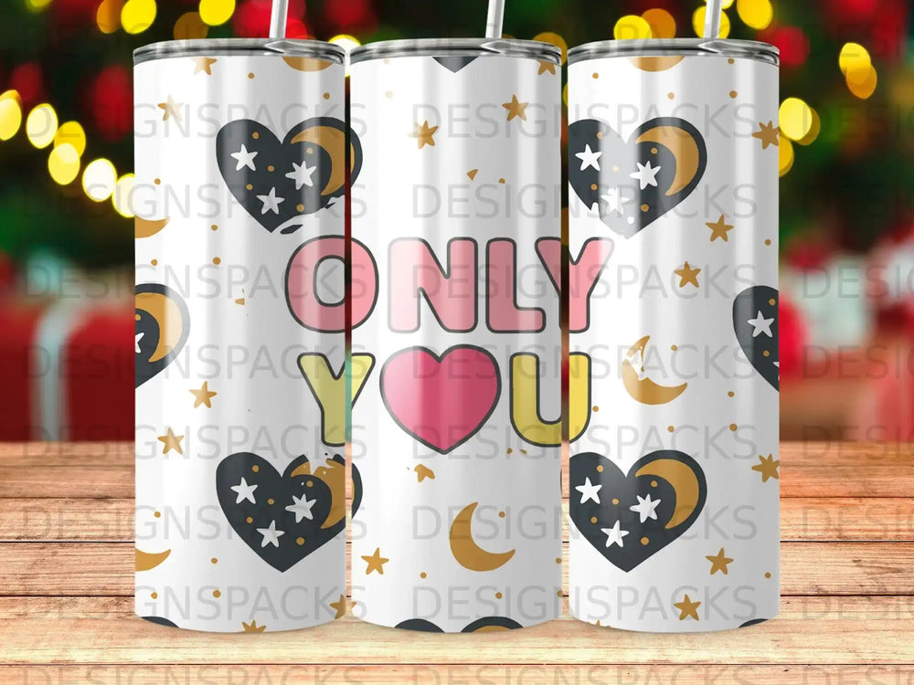 Only You Heart Stars Moon Celestial Design Tumbler product type