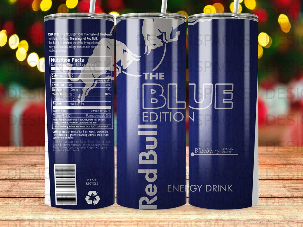 Red Bull Blue Edition Blueberry artificially flavored energy drink can.