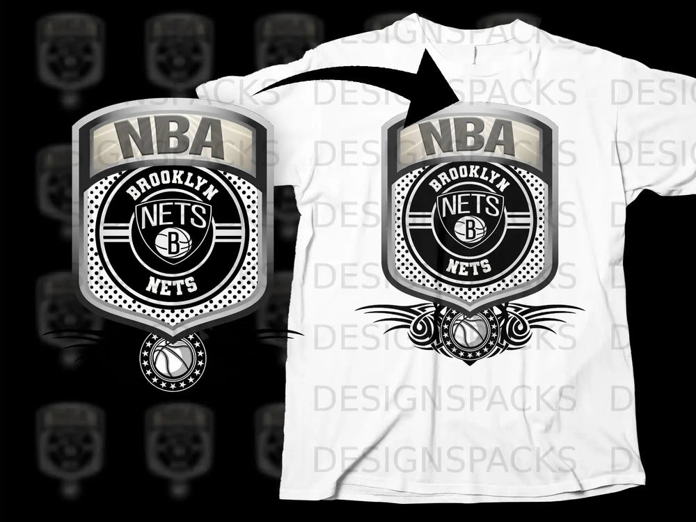 Brooklyn Nets NBA Graphic Design T-shirt