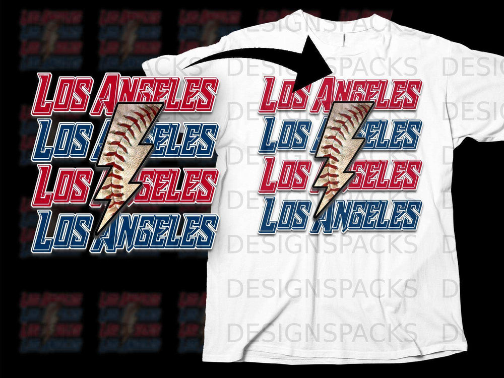 Los Angeles Baseball Themed Lightning Graphic Tee