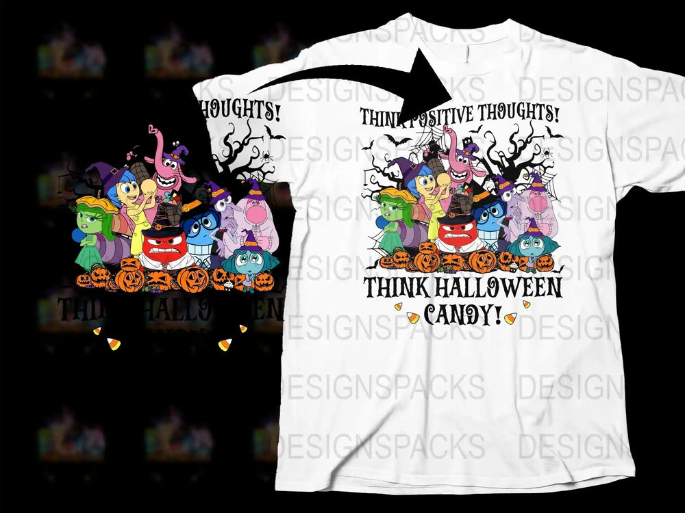 Halloween Cartoon Characters T-Shirt, Fun Kids Halloween Costume Tee, Spooky Pumpkin Witch Shirt