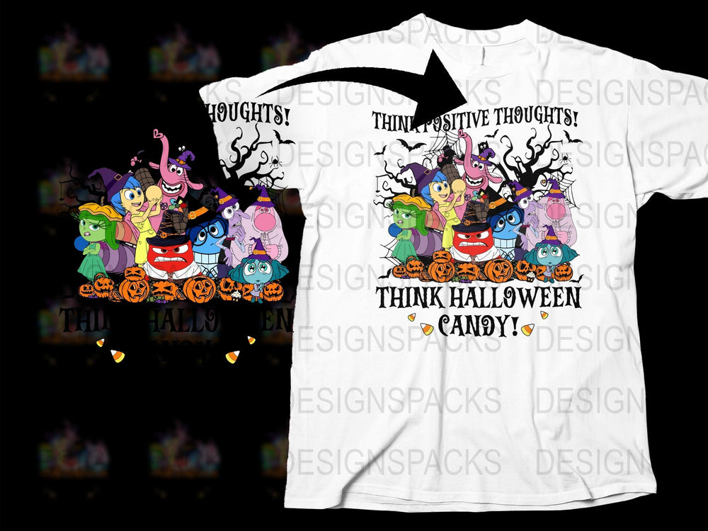 Halloween Cartoon Characters T-Shirt, Fun Kids Halloween Costume Tee, Spooky Pumpkin Witch Shirt