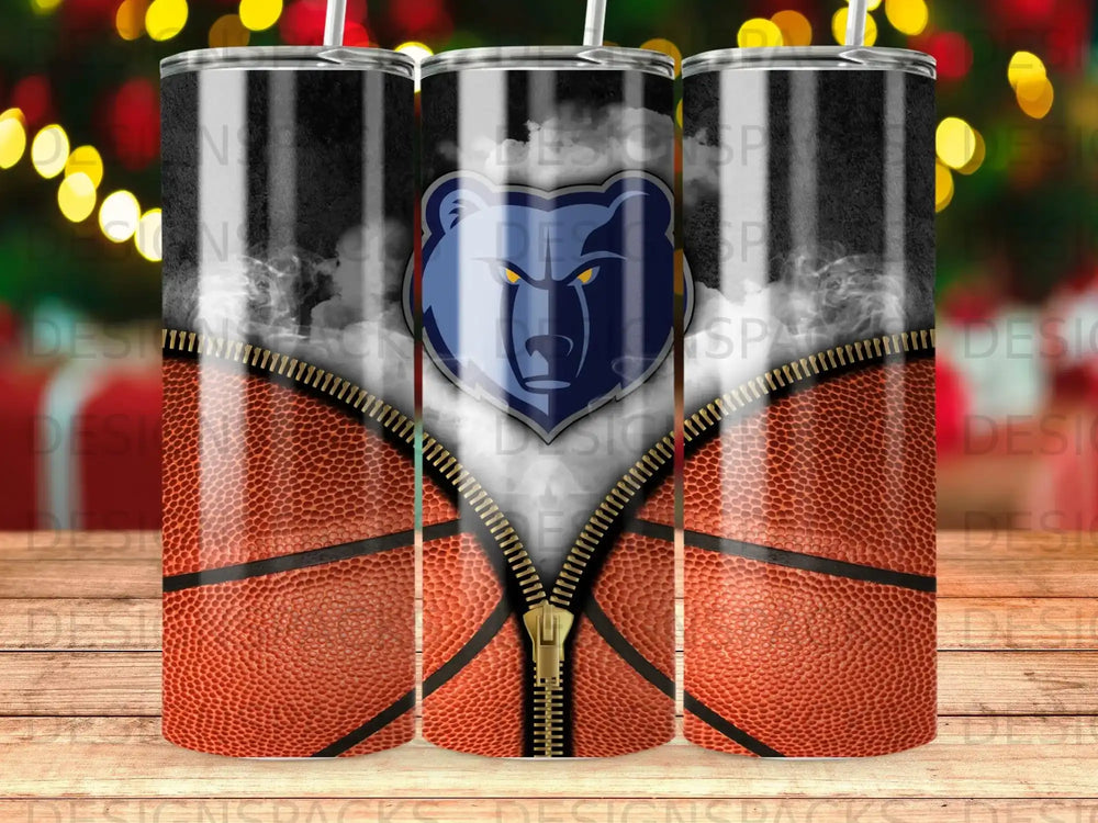 Memphis Grizzlies basketball tumbler with zipper and smoke effect.