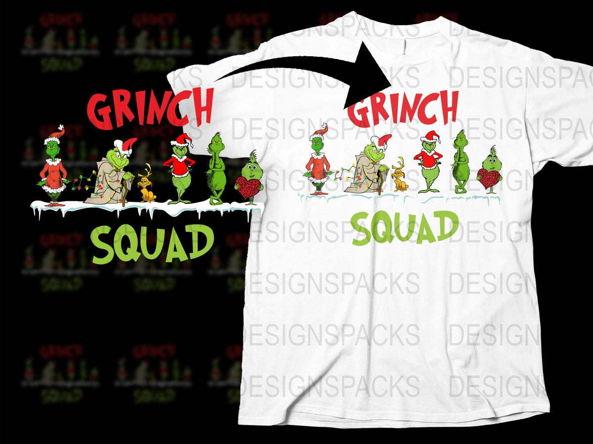 Grinch Squad T-Shirt, Christmas Holiday Family Tee, Funny Xmas Group Matching Shirt