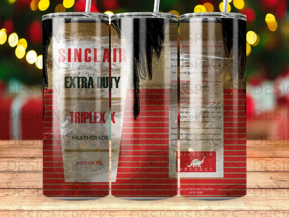 Sinclair Extra Duty Triplex X Motor Oil bottle with red and black label.