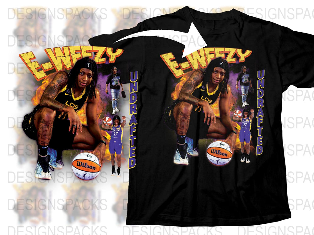 E-Weezy Undrafted T-Shirt, Bold Basketball Graphic Tee, Streetwear Style, Casual Black Sports Shirt, Unisex Fashion Top