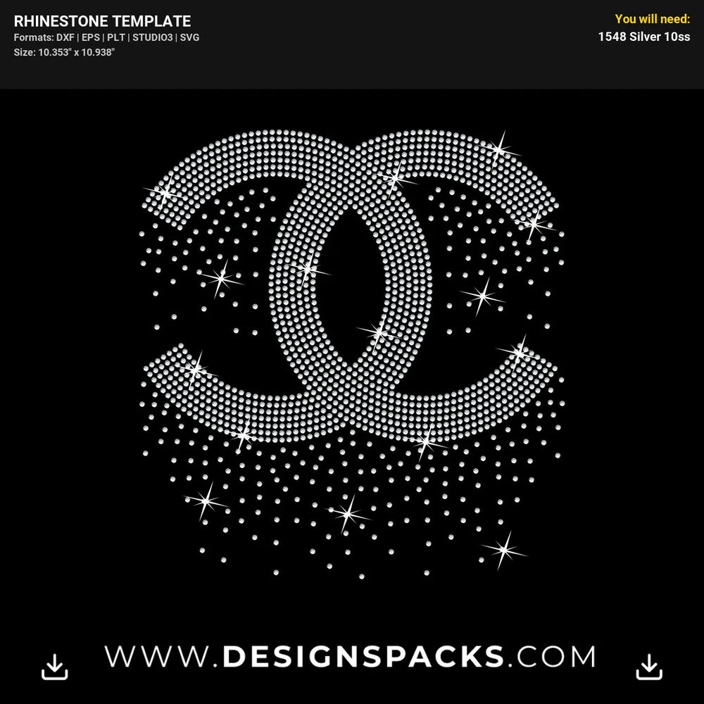 Cc Bling Logo Rhinestone Digital Template