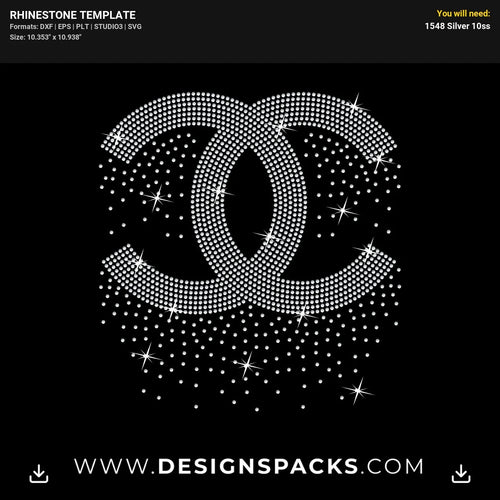 Cc Bling Logo Rhinestone Digital Template