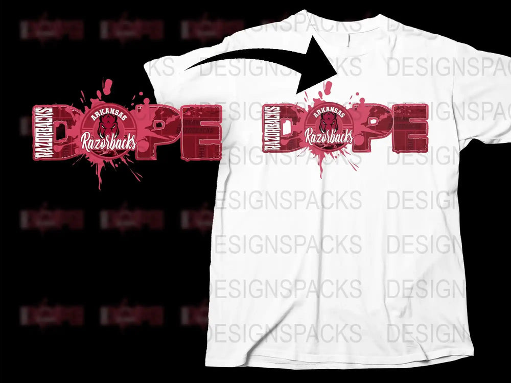 Razorback Themed T-Shirt, Sports Fan Apparel, College Team Graphic Tee, Red and White Design