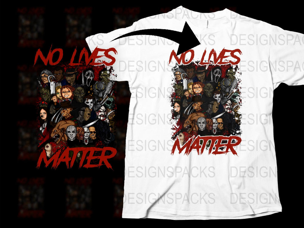Horror Movie Icons T-Shirt, No Lives Matter, Scary Characters, Unisex Graphic Tee, Halloween Shirt