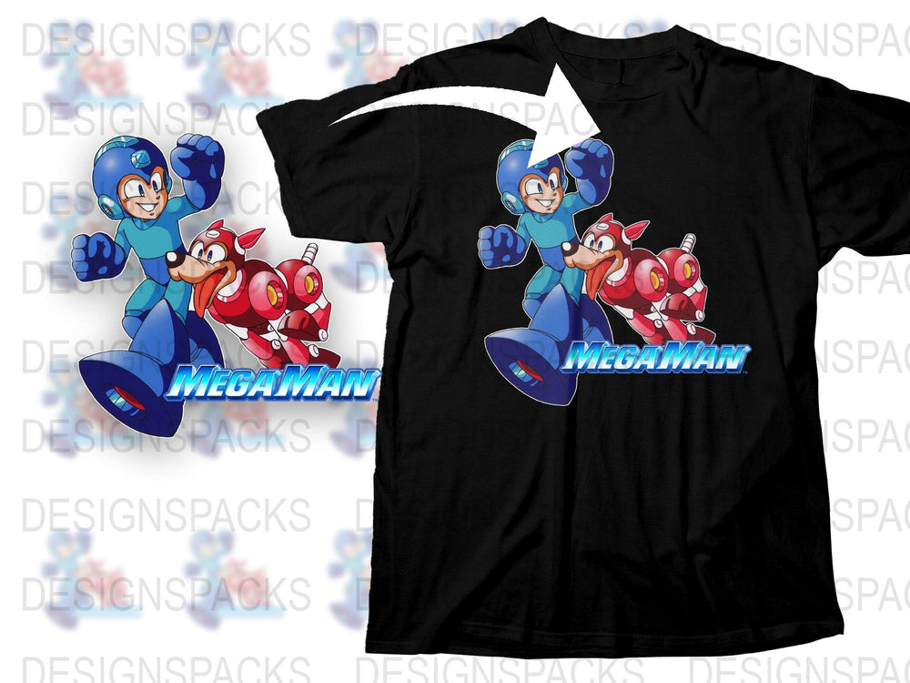 Mega Man Vintage T-Shirt, Classic Video Game Character Tee, Retro Gaming Apparel, Collector's Edition Black Shirt
