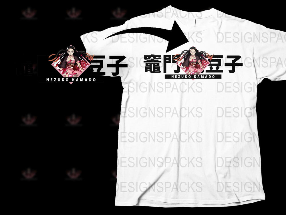 Nezuko Kamado Anime T-Shirt, Unisex Kimetsu no Yaiba Graphic Tee, Japanese Manga Fan Gift, Trendy Otaku Apparel, Full Color Print