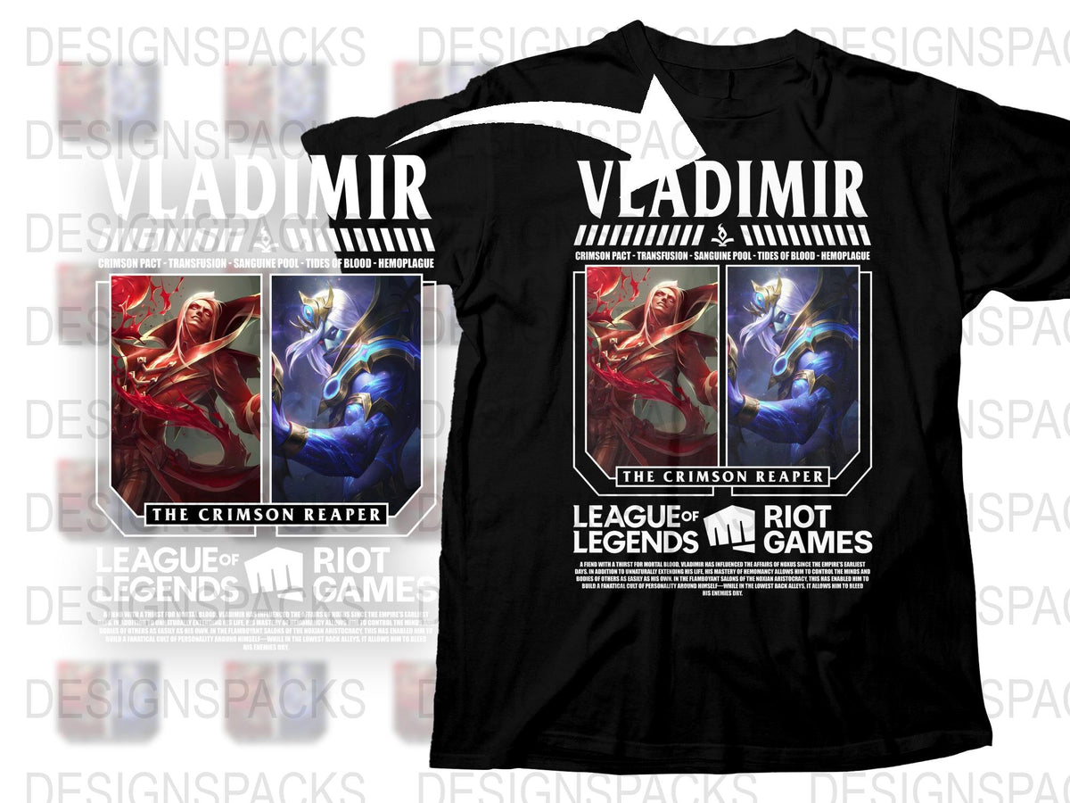 League of Legends Vladimir T-Shirt, Crimson Reaper, Gaming Apparel, Fan Merchandise
