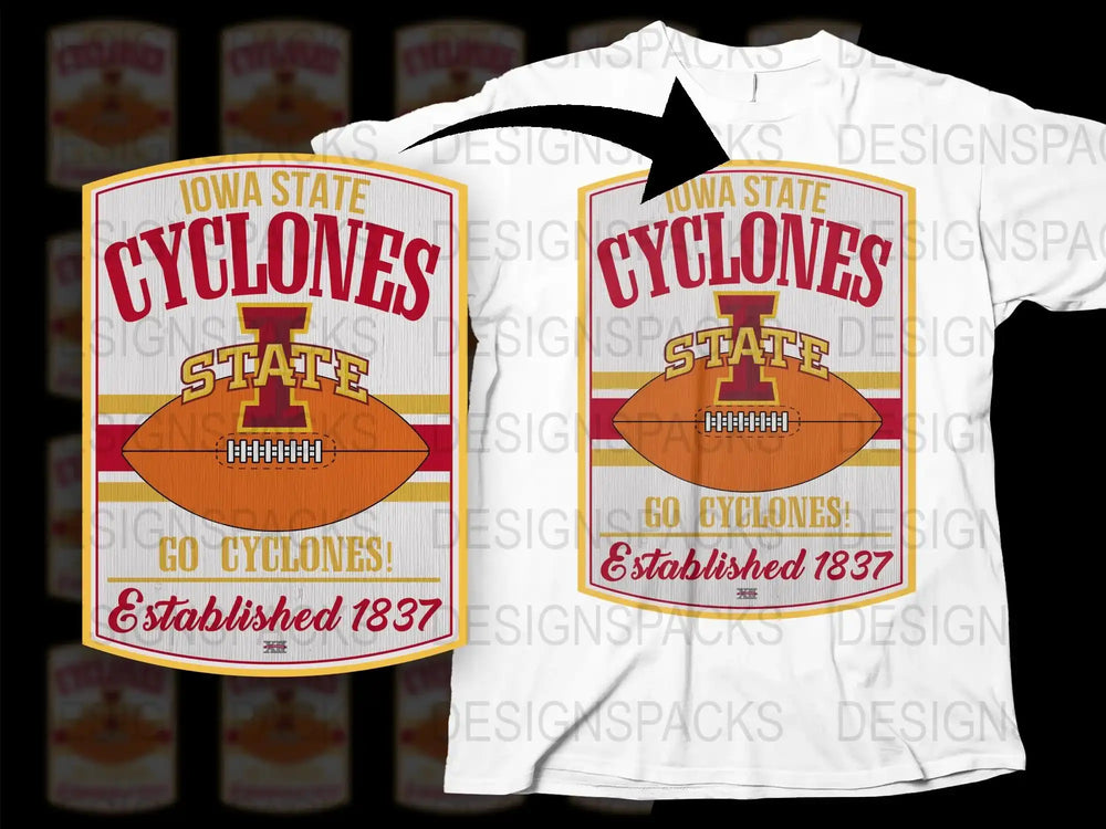 Iowa State Cyclones T-Shirt, Vintage College Football Tee, Established 1837 Design, Sports Fan Gift
