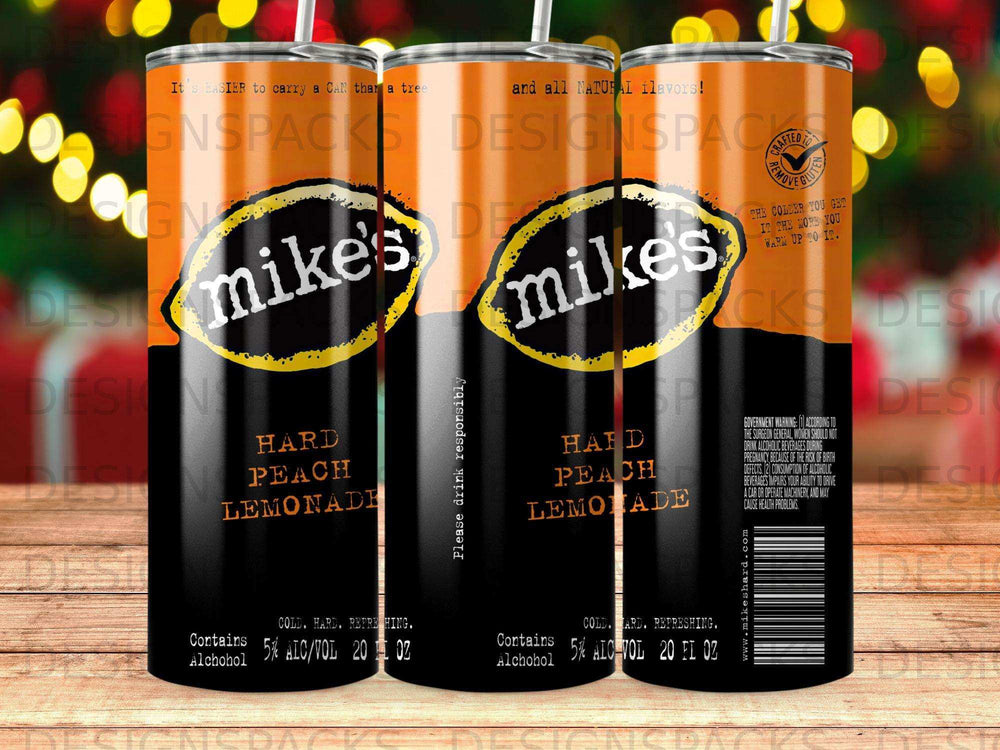 Mike's Hard Peach Lemonade 20oz can with "The colder you get it..." text.