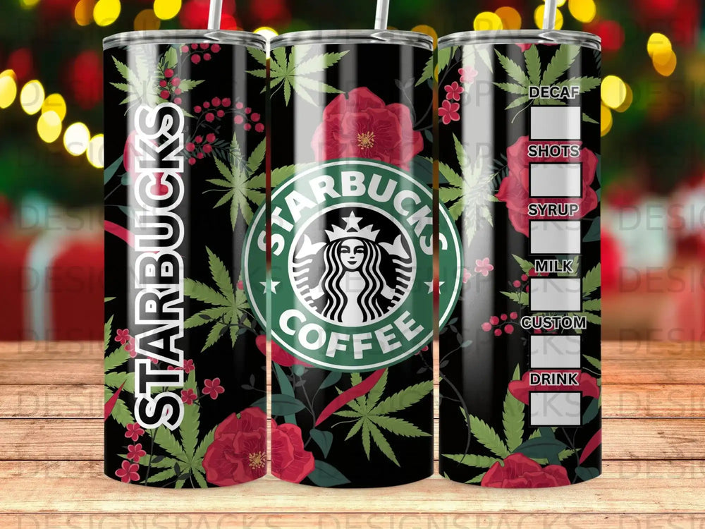 Starbucks Coffee Custom Drink Floral Green Leaves Tumbler product type