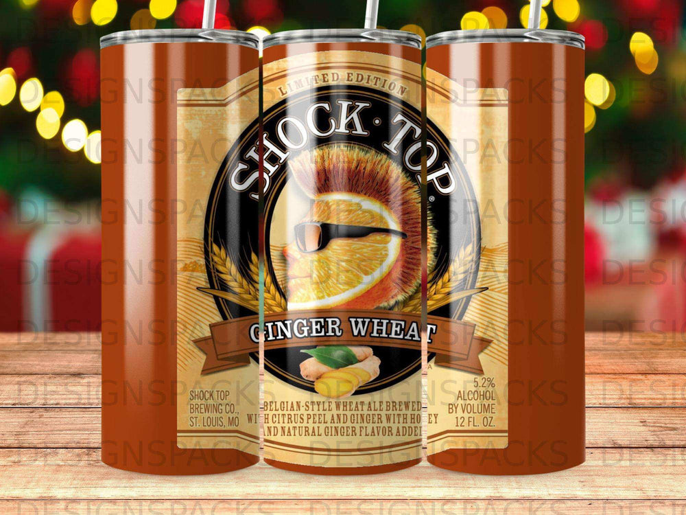 Shock Top Ginger Wheat 12 oz bottle with orange slice design.
